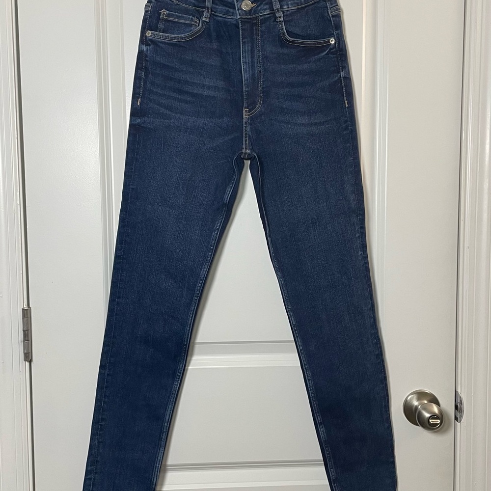 ZARA NWT High Rise Sculpt Skinny Jeans Dark Wash Ankle Stretch Denim Size 4